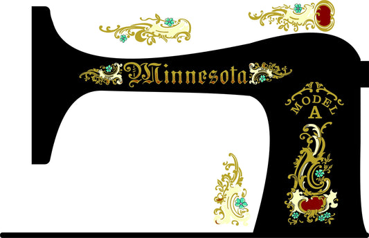 Minnesota Model A - Sewing Machine waterslide Decals